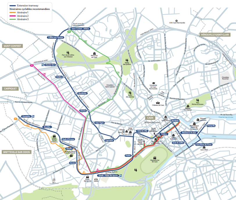 Carte réseau cyclable adapté