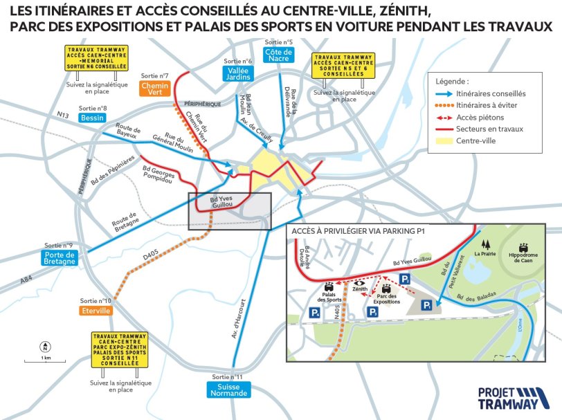 Carte des itinéraires conseillés en voiture